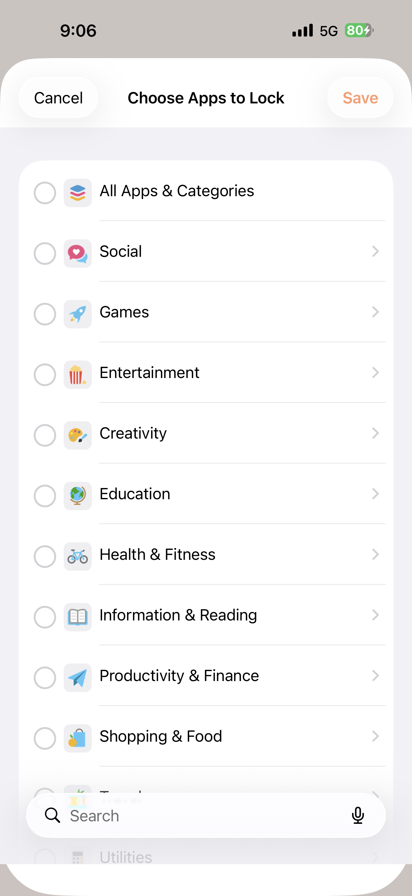 Choose apps to lock